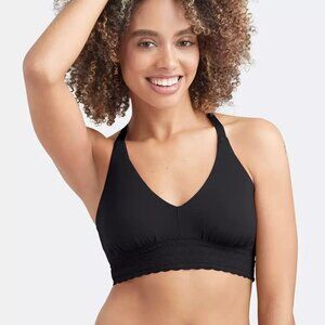 NEW MeUndies Women's Black FeelFree Lace Pullover Longline Bralette Size Medium